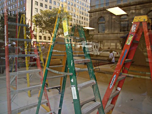 ladders in an empty store