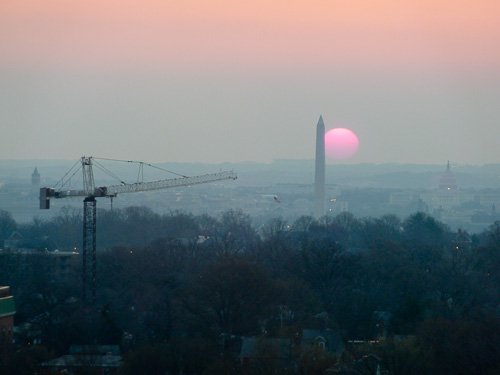 A crane showed up yesterday.