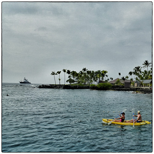 Paul Allen's house, palm trees and 400+ foot yacht, The Octopus.