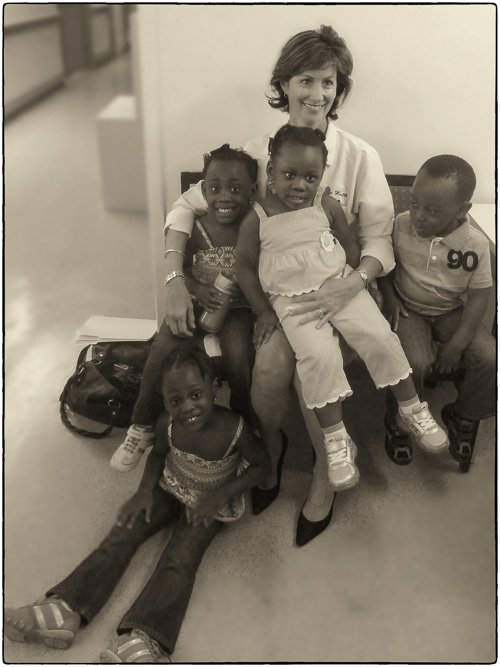 3 year old triplets + 2 year old "baby" sister visit our office