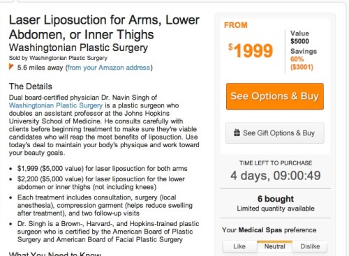 On line coupon for plastic surgery.