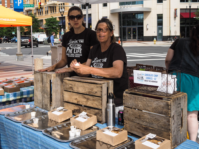The pie ladies at the Clarendon afternoon market.