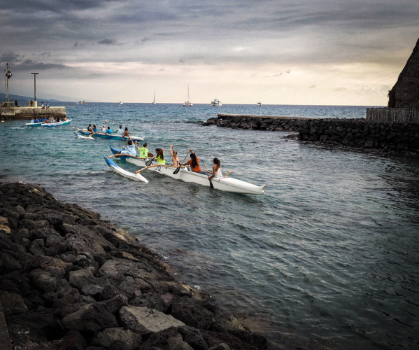 Heading out for canoe practice.