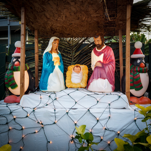 Plastic Jesus with Grumpy Guardian Penguins.