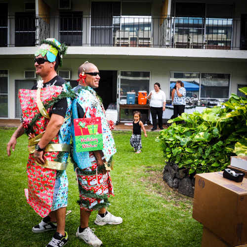 The housekeeping staff decorated members of the maintenance staff.