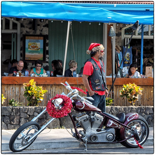 Biker got into the holiday spirit(s)