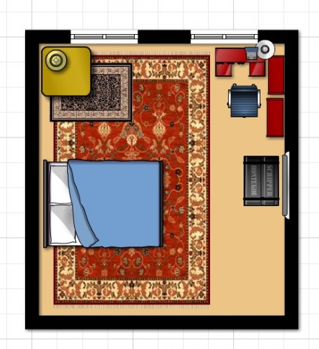 There is a closet/bath/kitchen area as well.