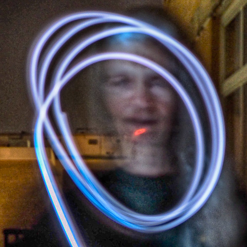 playing with light while waiting for fireworks