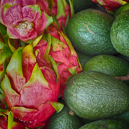 dragon fruit and avocados